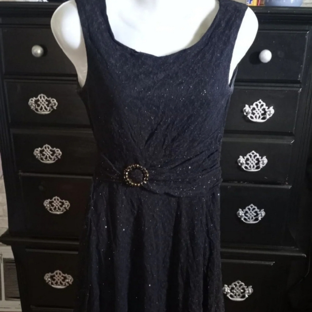 Black & Gold Glitter Cocktail Dress